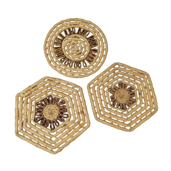 Handwoven Boho Trivets Set Of 3 - Picture 1 of 12